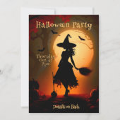 モダン魔女シルエットブロムハローウィンパーティ 招待状 (正面)