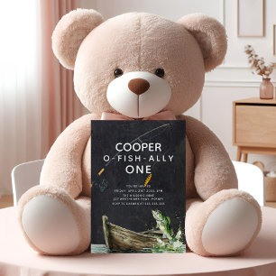 モダン魚釣り1歳の誕生日 招待状