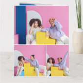 モダン鮮やかビーチサンセット4フォト誕生日 カード (裏面)