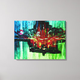 モダン鮮やかユニークレッドブラックグリーン抽象芸術アート キャンバスプリント