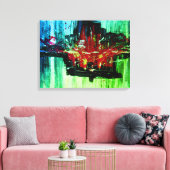 モダン鮮やかユニークレッドブラックグリーン抽象芸術アート キャンバスプリント (インサイチュ (リビング))