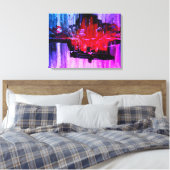 モダン鮮やかユニークレッド・ブラック・ブルー・抽象芸術・アート キャンバスプリント (インサイチュ (寝室))