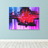 モダン鮮やかユニークレッド・ブラック・ブルー・抽象芸術・アート キャンバスプリント (インサイチュ (ウッドフロア))