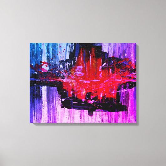 モダン鮮やかユニークレッド・ブラック・ブルー・抽象芸術・アート キャンバスプリント (正面)