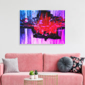 モダン鮮やかユニークレッド・ブラック・ブルー・抽象芸術・アート キャンバスプリント (インサイチュ (リビング))