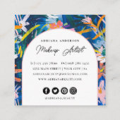 モダン鮮やか抽象芸術フローラ美しい スクエア名刺 (裏面)