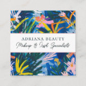 モダン鮮やか抽象芸術フローラ美しい スクエア名刺 (正面)