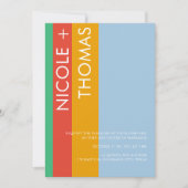モダン鮮やか結婚式招待状ストライプ 招待状 (正面)