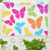 モダン鮮やか蝶の虹色かわいいパターン キッチンタオル (折り畳み)