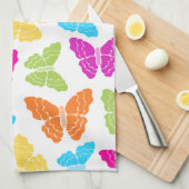 モダン鮮やか蝶の虹色かわいいパターン キッチンタオル (四つ折り)