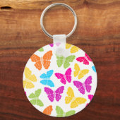 モダン鮮やか蝶の虹色かわいいパターン キーホルダー (正面)