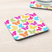 モダン鮮やか蝶の虹色かわいいパターン コースター (左側)