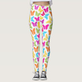 モダン鮮やか蝶の虹色かわいいパターン レギンス (正面)
