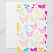 モダン鮮やか蝶の虹色かわいいパターン 便箋 (正面/裏面)