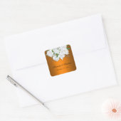 モダン鮮やかOrange and White Roses 結婚's スクエアシール (封筒)