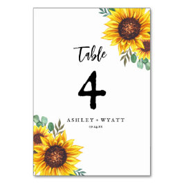 モダン黄ひまわり結婚の テーブルナンバー