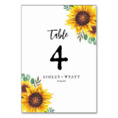 モダン黄ひまわり結婚の テーブルナンバー (正面)