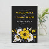 モダン黄エレガント白フローラブーケ結婚ス 招待状 (スタンド正面)