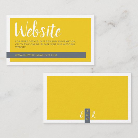 モダン黄コンテンポラリー色・灰色結婚のwebサイト エンクロージャーカード (正面/裏面)