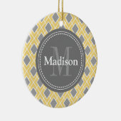 モダン黄スタイリッシュ灰色ダイヤモンドパターン セラミックオーナメント (右)