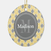 モダン黄スタイリッシュ灰色ダイヤモンドパターン セラミックオーナメント (左)