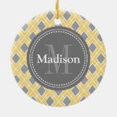 モダン黄スタイリッシュ灰色ダイヤモンドパターン セラミックオーナメント (裏面)