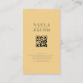 モダン黄市松模様に淡い色の型QRコード 名刺 (裏面)