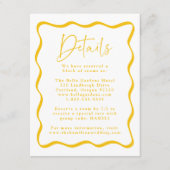 モダン黄色の波状の結婚詳細 エンクロージャーカード (正面)