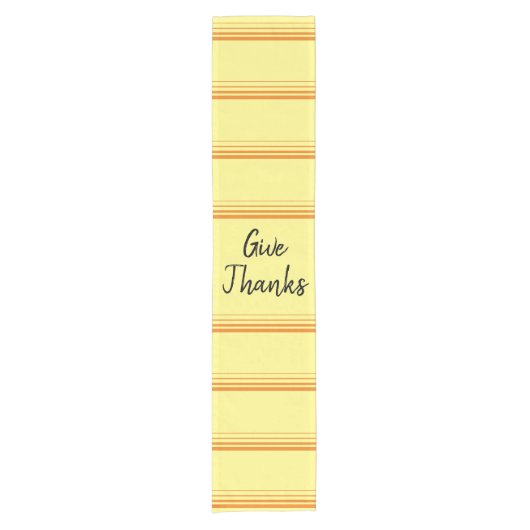 モダン黄色与え感謝していストライプのランナー ショートテーブルランナー (正面)