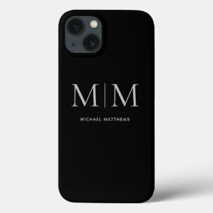 モダン黒いエレガントモノグラム名 iPhone 13ケース