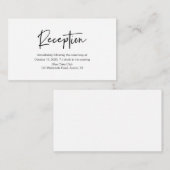 モダン黒いカジュアルエレガンス、ウェディングレセプション エンクロージャーカード (正面/裏面)