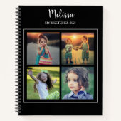 モダン黒い写真のコラモノグラムのージュ ノートブック (正面)