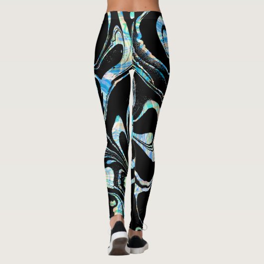 モダン黒とカラフル大理石の渦巻 レギンス (裏面)