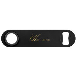 モダン黒とミニマル金ゴールドスクリプトのモノグラム スピード栓抜き