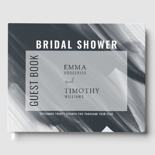 モダン黒と灰色のブラシストローク ゲストブック (正面)
