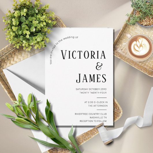 モダン黒と白フォーマル結婚の 招待状