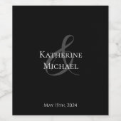 モダン黒と白結婚の ワインラベル (シングルラベル)