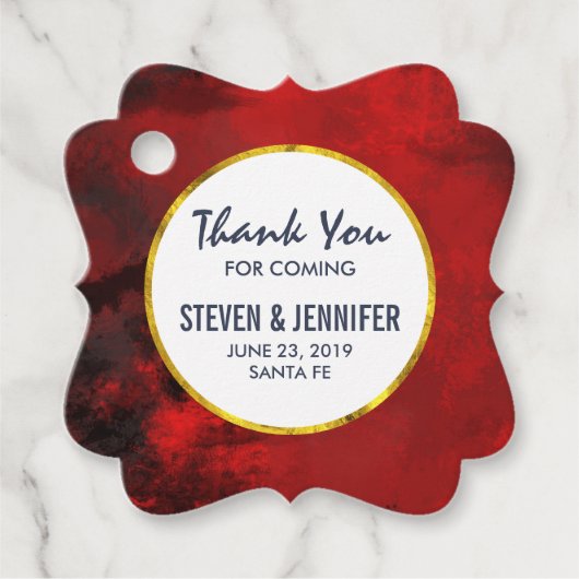 モダン黒と赤の芸術的抽象芸術結婚 フェイバータグ (正面)