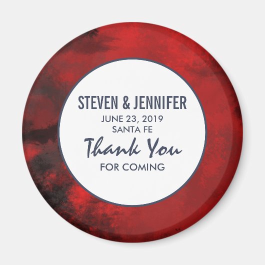 モダン黒と赤の芸術的抽象芸術結婚 マグネット (正面)