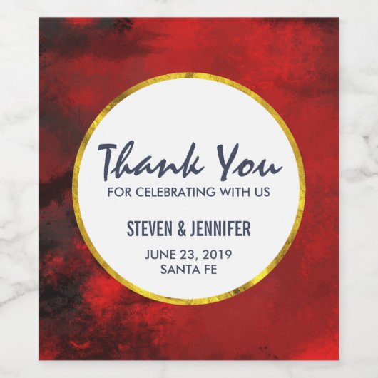 モダン黒と赤の芸術的抽象芸術結婚 ワインラベル (シングルラベル)