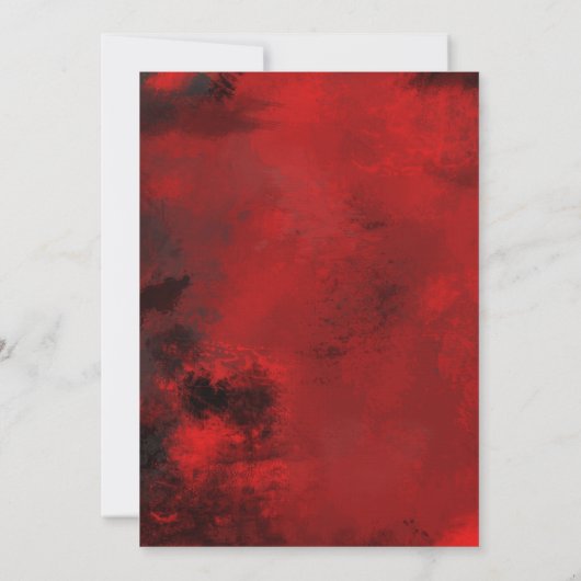 モダン黒と赤の芸術的抽象芸術結婚 招待状 (裏面)