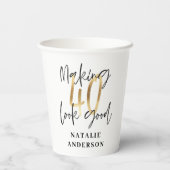 モダン黒と金ゴールド40歳の誕生日 紙コップ (裏面)