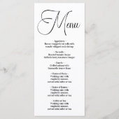 モダン黒のスクリプ結婚ト メニュー (正面)