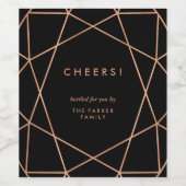 モダン黒の幾何学的 ワインラベル (シングルラベル)