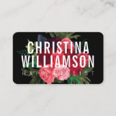 モダン黒はっきりした文字ヴィンテージフローラ 名刺 (正面)