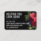 モダン黒はっきりした文字ヴィンテージフローラ 名刺 (裏面)