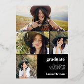 モダン黒エレガント写真5枚 箔招待状 (裏面)