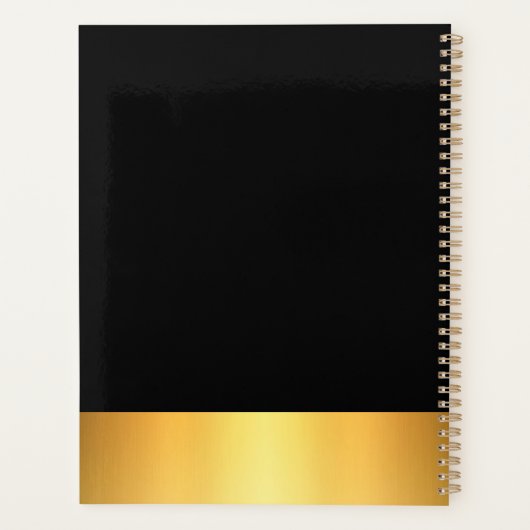モダン黒エレガント及び金ゴールドプロフェッショナルプランナー プランナー手帳 (裏面)