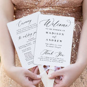 モダン黒エレガント書道結婚式 プログラム ハンドファン