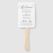 モダン黒エレガント書道結婚式 プログラム ハンドファン (正面)